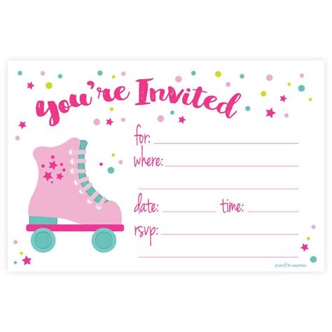 Roller Skate Theme Girl Birthday Party Invitations By Madison And Hill
