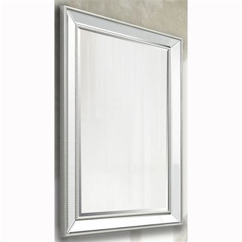 Shop Silver Beaded Rectangular Vanity Wall Mirror And Beveled Mirror Frame Free Shipping Today