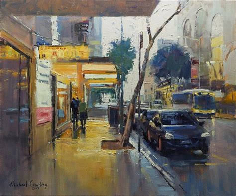 A Colourful Part Of Elizabeth Street Oil Painting Street Scene Of