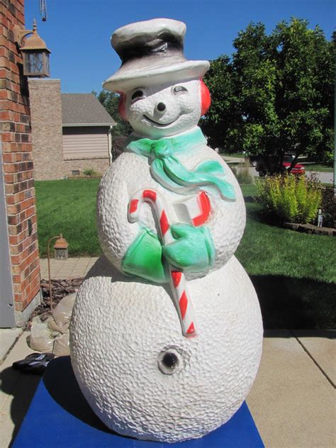 40 Union Snowman Vtg Xmas Blowmold Light Up Plastic Outdoor Decor Lawn