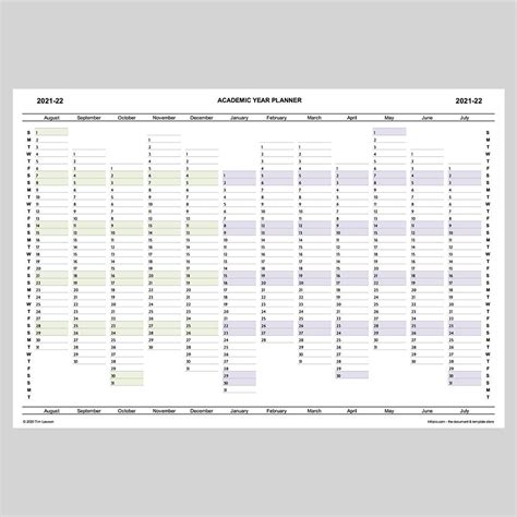 2021 22 Academic Year Planner Calendar Download Printable A4 Or A3