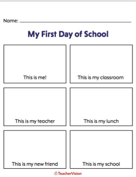 My First Day Of School Picture Activity Teachervision