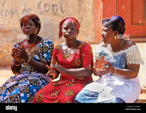 Women In Traditional Dress Clapping To Music Lome Togo Stock Photo