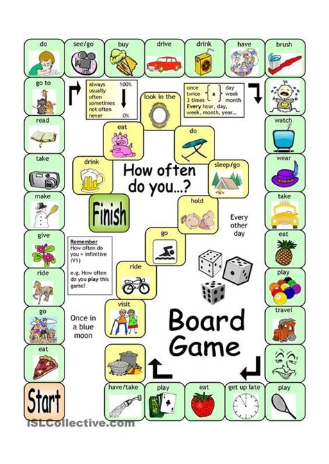 Board Game How Often Esl Teaching English Games Speaking Games