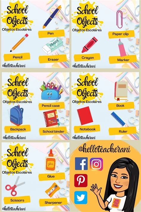 Objeto Escolares Em Inglês