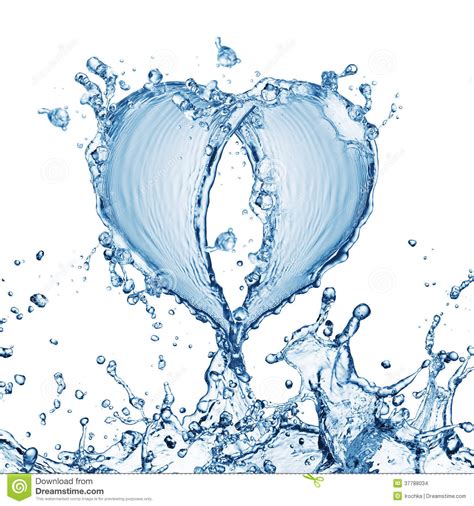 Heart From Water Splash With Bubbles Stock Photo