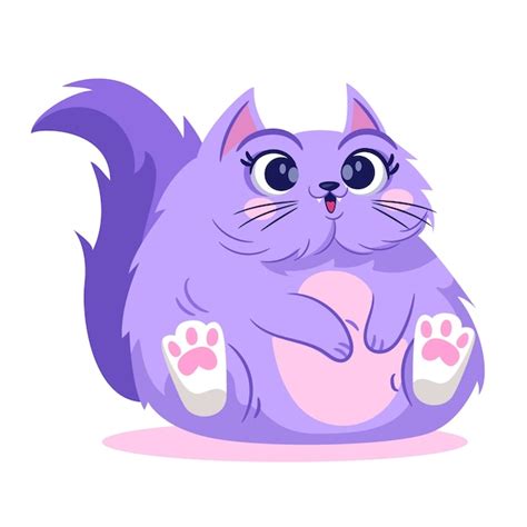 Premium Vector Hand Drawn Fat Cat Cartoon Illustration