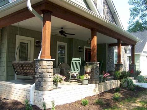 Diy craftsman style porch columns shades blue interiors. 85 Beautiful Wooden and Stone Front Porch Ideas ...