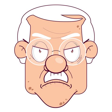 Oldman Angry Face Cartoon Cute 16587411 Png