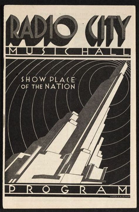 Programa Del Radio City Harold K Simon 1934 Ilustración Art Deco