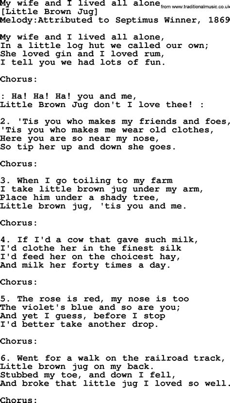 Old American Song Lyrics For My Wife And I Lived All Alone With Pdf