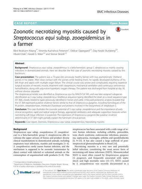 Pdf Zoonotic Necrotizing Myositis Caused By Streptococcus Equi Subsp