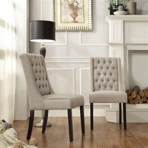 Homesullivan Arlington Tufted Linen Dining Chair In Oatmeal Set Of 2