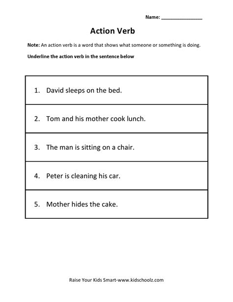 Action Verbs Worksheets For Grade 1 Rel 1 2 Your Home
