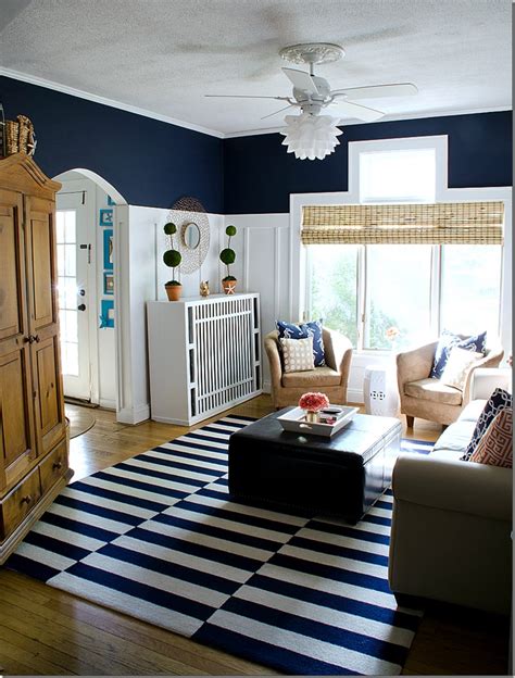 Navy And White Board And Batten Living Room Design