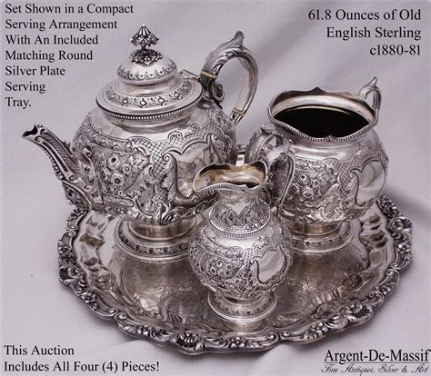 Antique 4pc Hand Made English Victorian Sterling Silver Tea Pot Set W