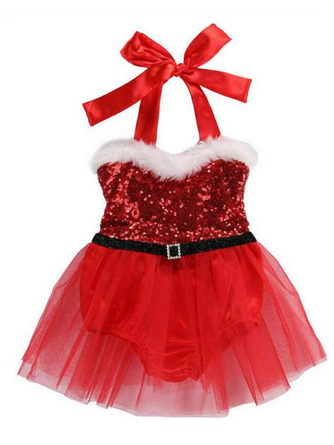 Springcmy Kids Girls Christmas Dress Santa Claswing Gown Xmas Party