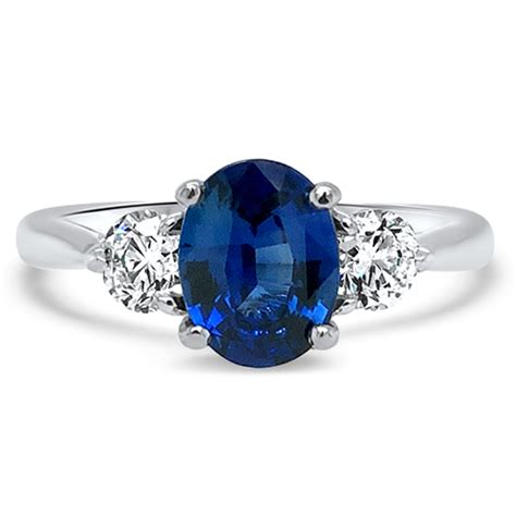 Oval Blue Sapphire And Diamond Three Stone Ring Underwoods Jewelers