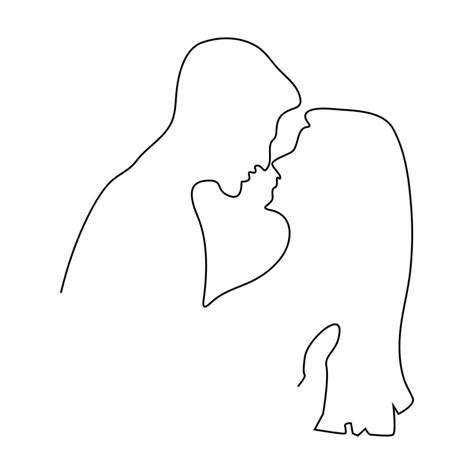 Continuous Line Drawing Of Loving Couple Embrace Warmth 3366845 Vector