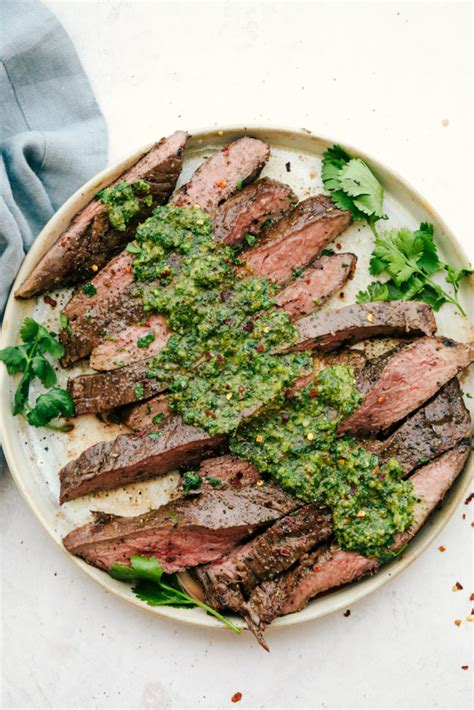 Perfectly Grilled Flank Steak With Chimichurri Sauce Yummy Recipe