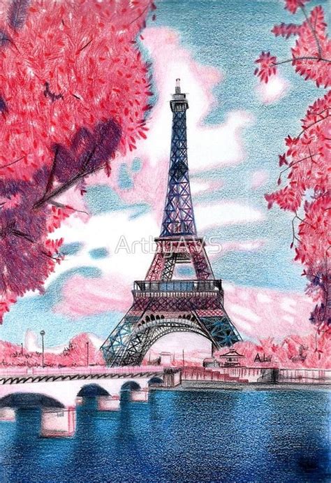 A Sunset In Front Of The Eiffel Tower Poster By Artbyavs Eiffel Tower