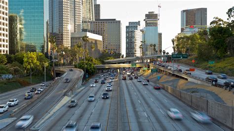 Downtown Los Angeles Traffic Freeway At Sunset Timelapse Stock Video