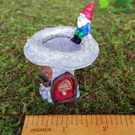 Gnome Fairy Garden Birdbath Mini Garden Gnome Bird Bath Etsy