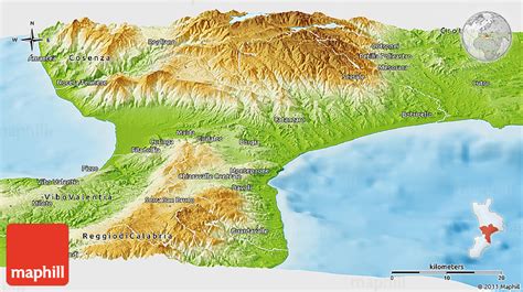 Physical Panoramic Map Of Catanzaro