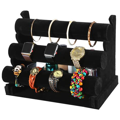 Imountek 3 Tier Velvet Jewelry Stand Removable Bracelet Holder Watch
