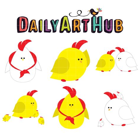 Cute Chickens Clip Art Set Daily Art Hub Graphics Alphabets And Svg