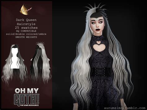 The Sims Resource Oh My Goth Dark Queen Hairstyle