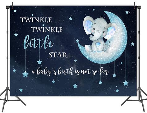 Boy Elephant Backdrop Twinkle Little Star Baby Shower