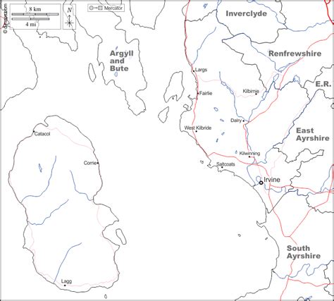 North Ayrshire Carte Géographique Gratuite Carte Géographique Muette