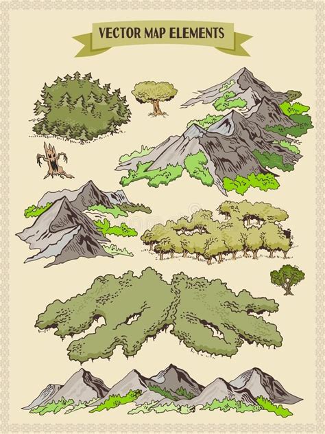 A Set Of Trees And Mountains