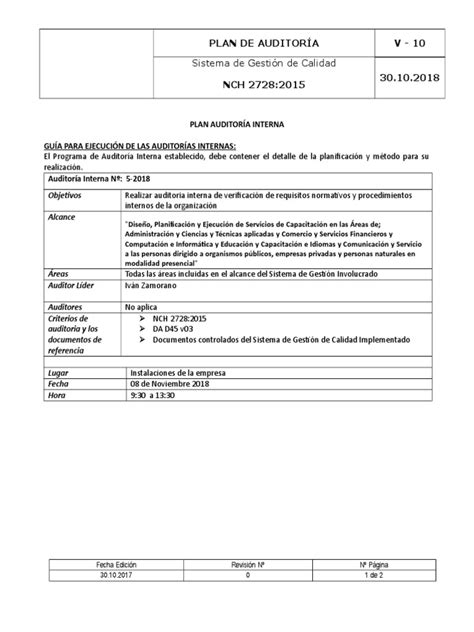 Ejemplo Plan De Auditoria Interna21 Auditoría Contralor