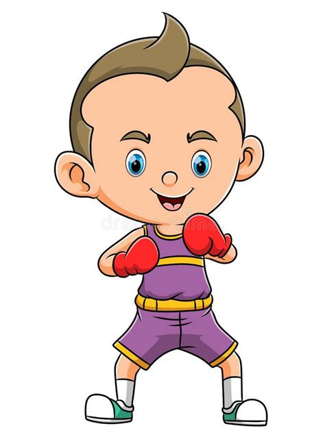 The Professional Boxing Boy Is Ready For Fight Stock Vector