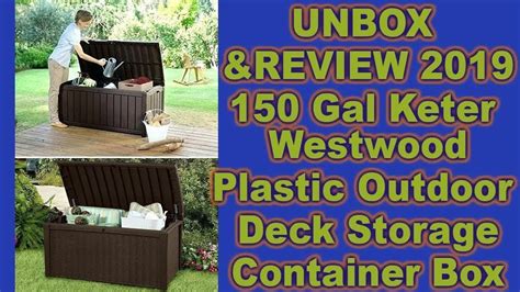 Keter Westwood Plastic Outdoor Deck Storage Container Box 150 Gal Unbox