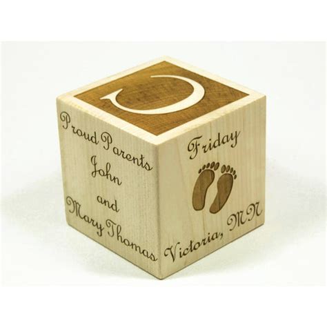 Personalized Wooden Baby Block 3” Square Handmade Made To Order