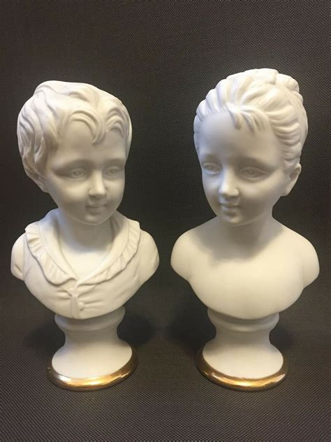 Pair Of Porcelain Bisque Victorian Boy Girl Busts In 2020 Bisque