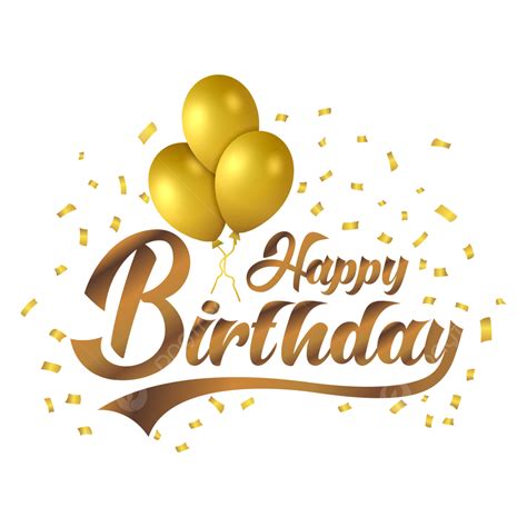 Happy Birthday Typography Vector Png Images Happy Birthday Golden Typography Text With Balloons