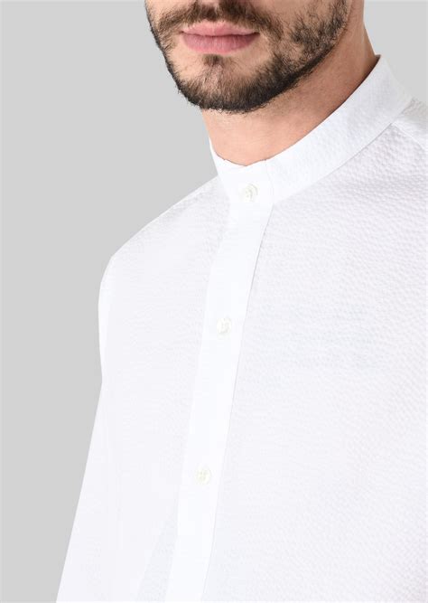 Mandarin Collar Cotton Shirt Man Giorgio Armani