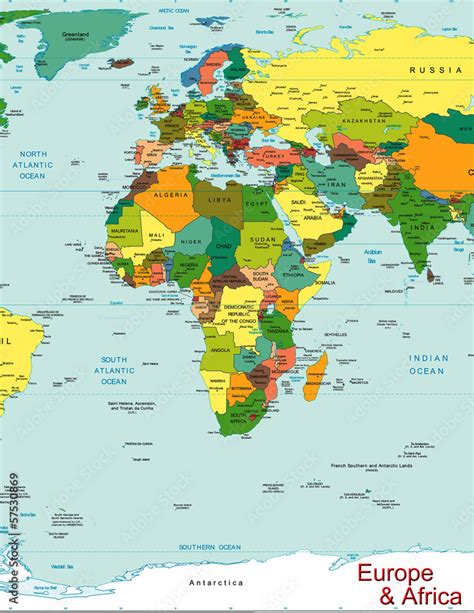 Europe Africa World Map Continent Country Stock Illustration Adobe Stock