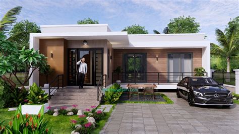 Modern House Plans 11x105 Flat Roof 2 Bedrooms Samhouseplans