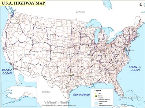 United States Political Wall Map W Highways And Ocean