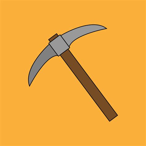 Wooden Pickaxe In Flat Style The Pick Icon Cartoon Iron Pickaxe For