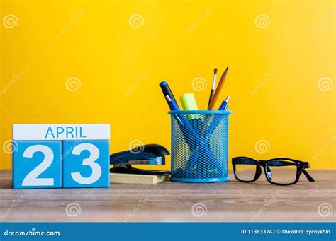 April 23rd Day 23 Of Month Calendar On Business Office Background