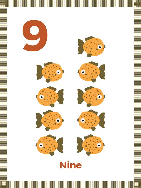 Number Flashcard Nine For Preschool Learning English Math For Kids