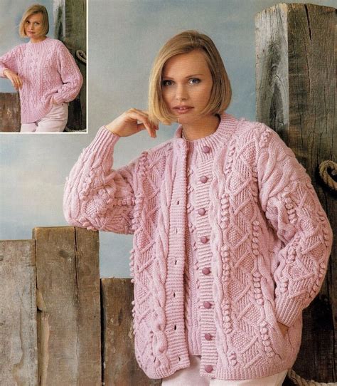 Fresh designs for you to enjoy and be challenged, always creating something new with this wearable art. Aran / DK Round Neck CARDIGAN & SWEATER Knitting Pattern ...