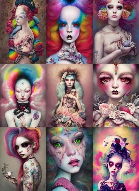 Pop Surrealism Lowbrow Art Realistic Rainbow Haute Stable Diffusion