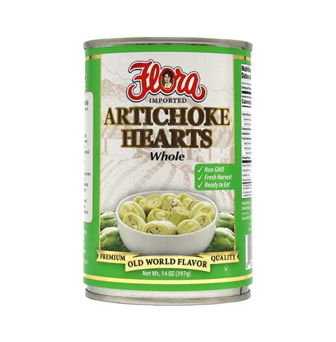 Artichoke Hearts Whole In Brine 14oz Flora Fine Foods